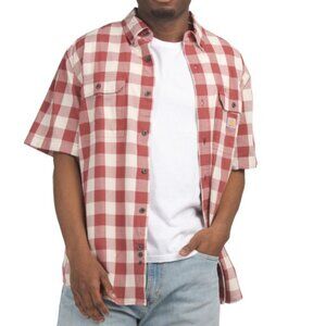 NWT CARHARTT Men Loose Fit Midweight Short-Sleeve Plaid Shirt Size L